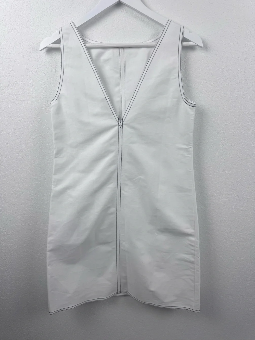 J.Crew Contrast-Stitch Billie Mini Dress in Double Cotton Poplin White CV888